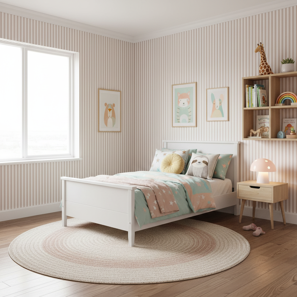 Neutral beige stripe wallpaper – design detail