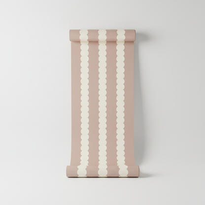 Dusty Blush Scallop Stripe Nursery Wallpaper