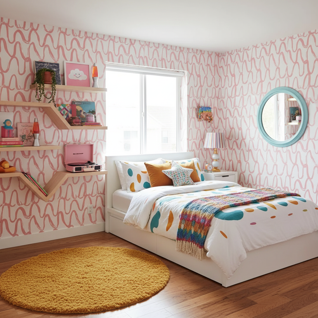 Pink Wavy Line Wallpaper