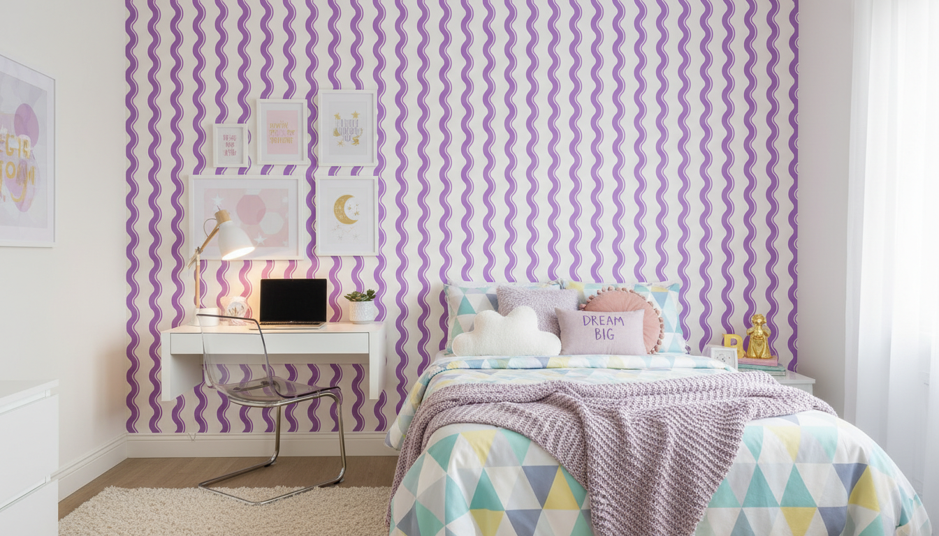 Purple groovy wallpaper – design detail