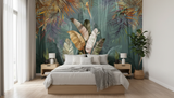 Colourful tropical jungle wall mural wallpaper – design detail