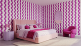 Hot pink wavy stripe wallpaper – design detail