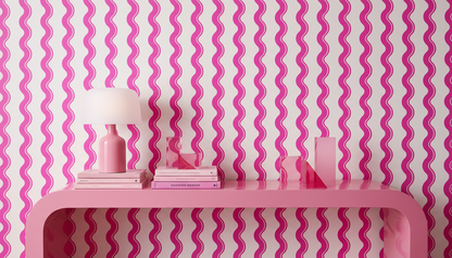 Hot Pink Wavy Stripe Wallpaper
