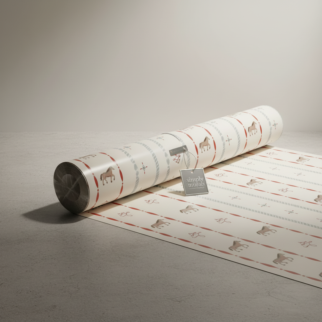 Vintage Horse Stripe Nursery Wallpaper