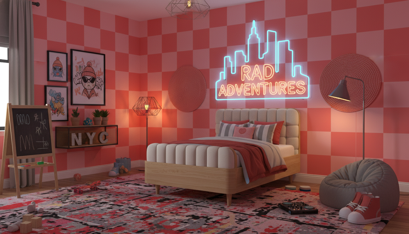 Pink retro checkerboard wallpaper – design detail