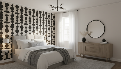 Modern Black & Cream Geometric Wallpaper