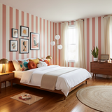 Soft blush pink vertical stripe wallpaper