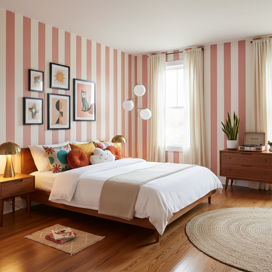 Soft Vertical Stripe Blush Pink Stripe Wallpaper