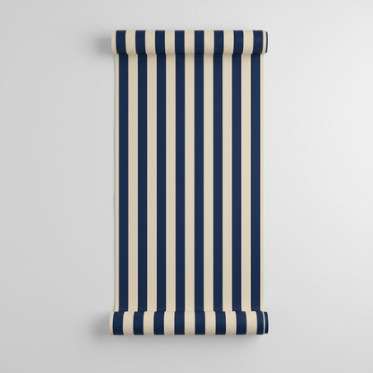 Blue and White Classic Stripe Wallpaper