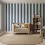 Blue and white classic stripe wallpaper – design detail
