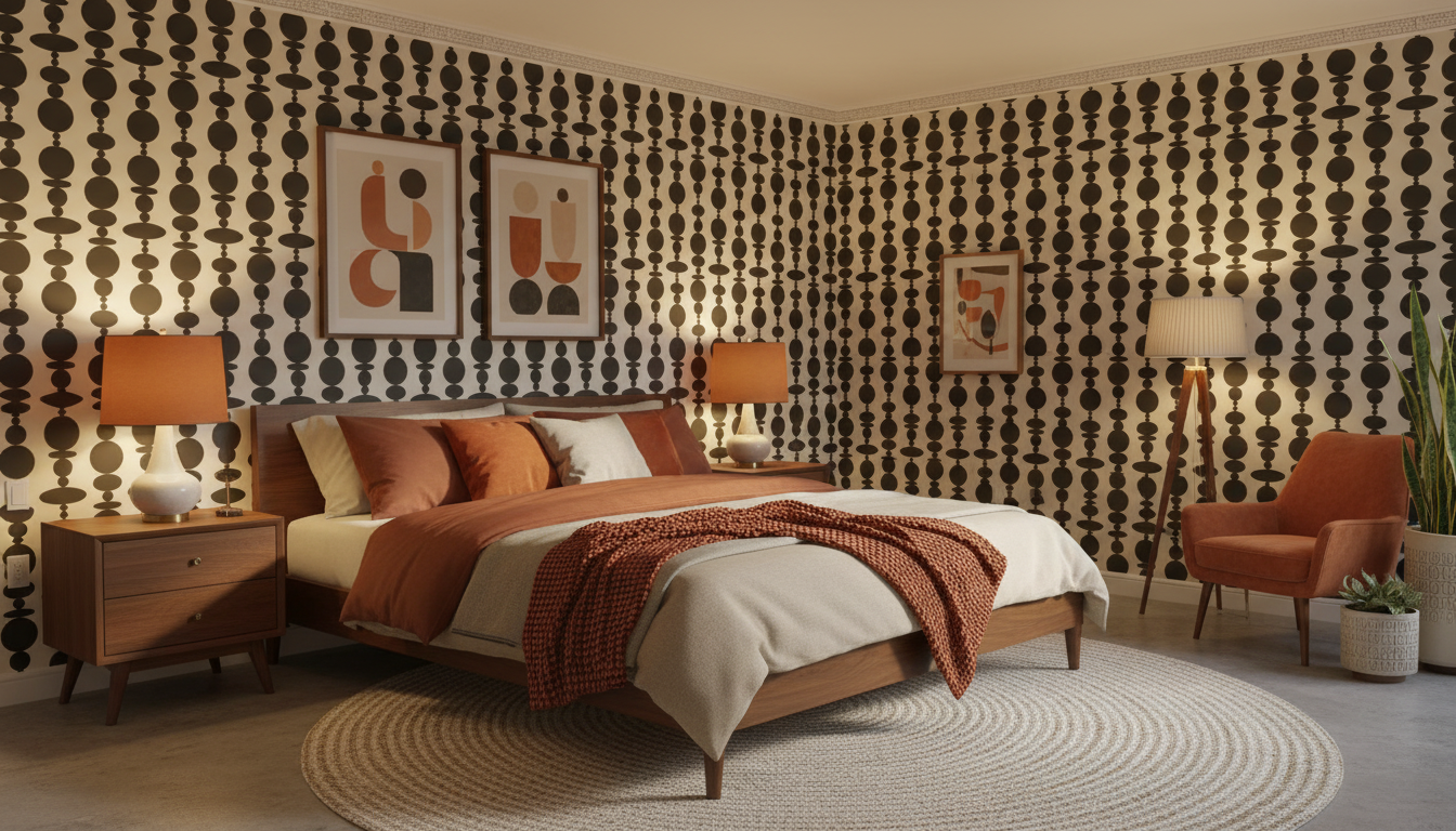 Modern Black & Cream Geometric Wallpaper