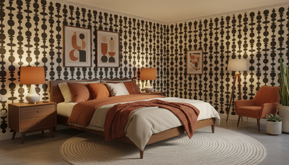 Modern Black & Cream Geometric Wallpaper