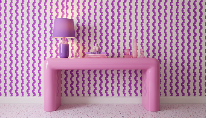 Purple wavy stripe wallpaper – design detail