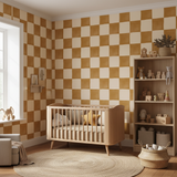 Mustard checkerboard warm tone wallpaper – design detail