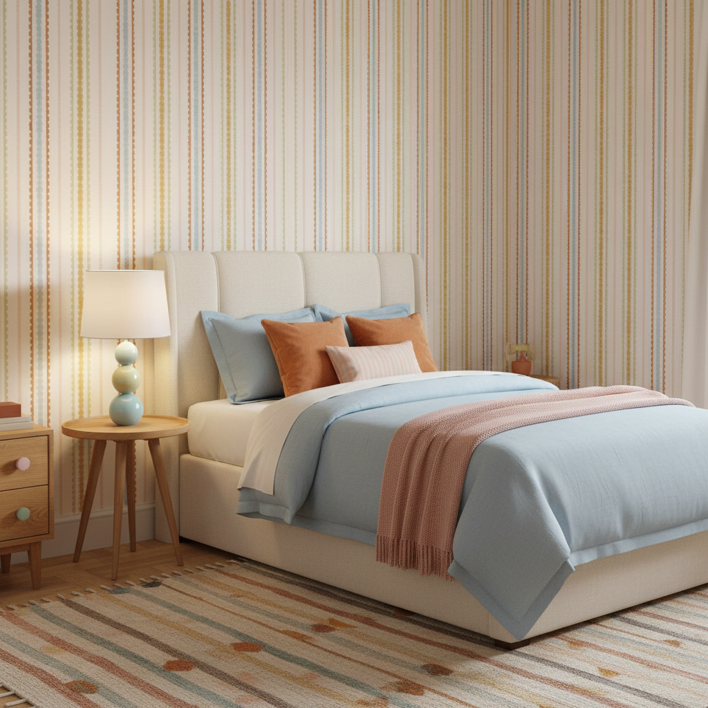 Retro Stripe Colourful Vintage Wallpaper