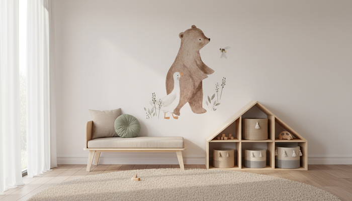 Bear and duck nursery wall sticker – design detail