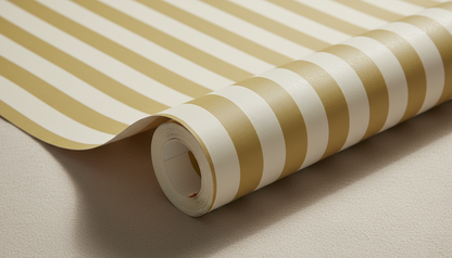 Warm Yellow & Cream Vertical Stripe Wallpaper