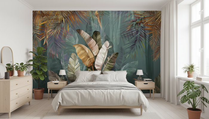 Colourful tropical jungle wall mural wallpaper