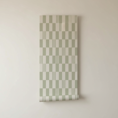 Sage Green Checkered Wallpaper