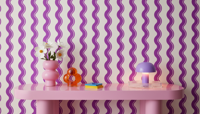 Purple wavy stripe wallpaper – design detail