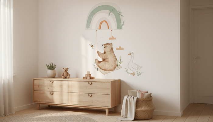 Bear and rainbow nursery wall sticker