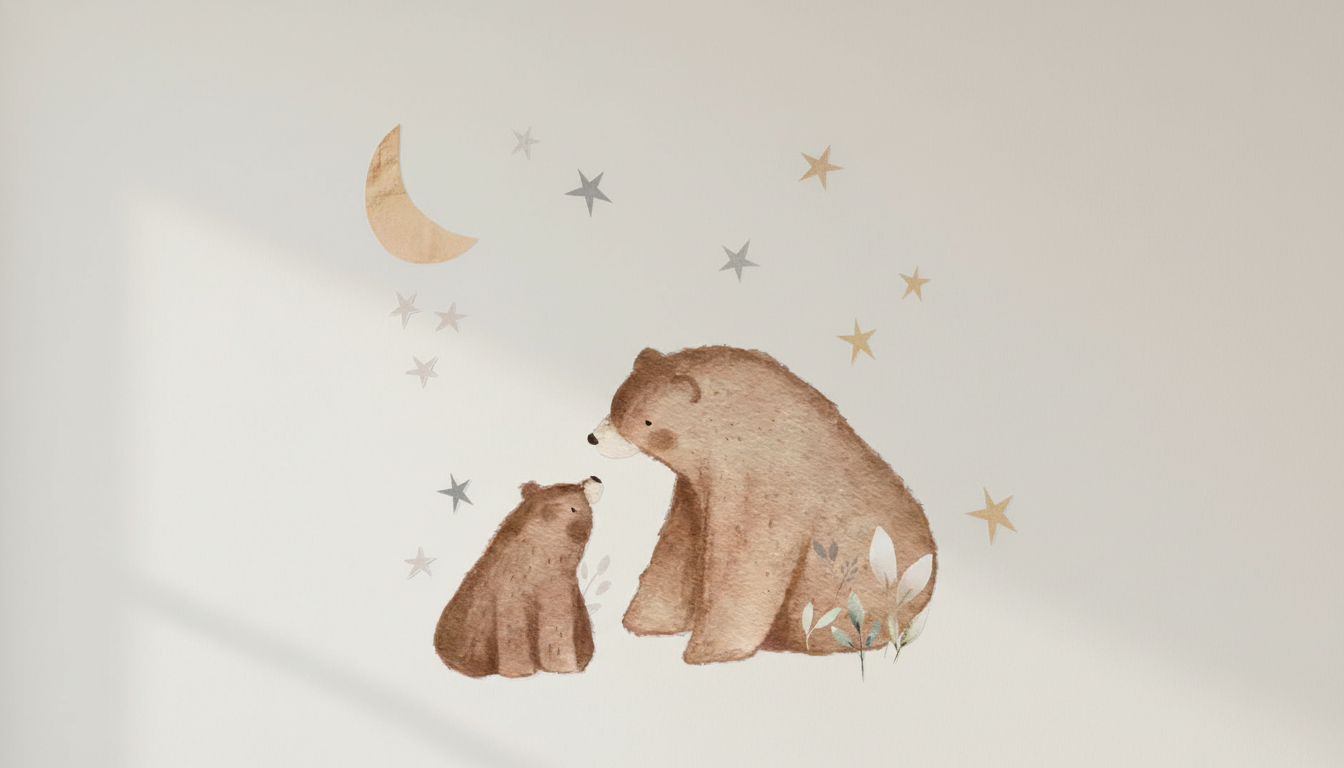 Bear and cub nursery wall sticker – design detail