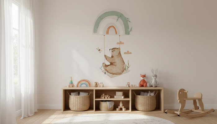 Bear and rainbow nursery wall sticker – design detail