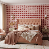 Blush retro dot nursery wallpaper – design detail