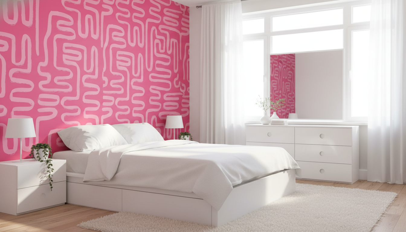 Pink Retro Wallpaper Abstract Geometric Pattern