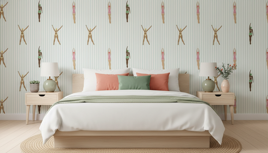 Blue Striped Retro Swimmers Wallpaper