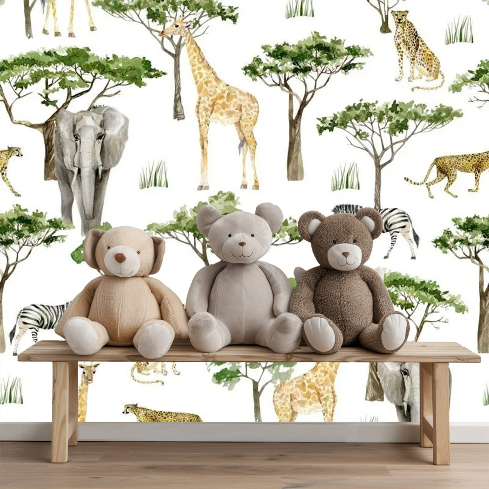 Out in the jungle animals children's mural wallpaper – design detail