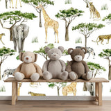 Out in the jungle animals children's mural wallpaper – design detail