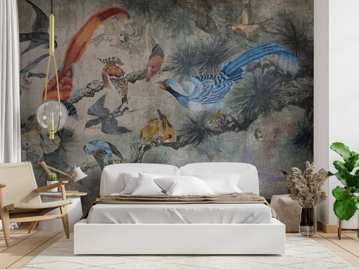 African rainforest birds tropical mural wallpaper
