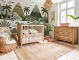 Jungle peaks dinosaur nursery mural wallpaper – design detail