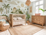 Sunny grove dinosaur nursery mural wallpaper – design detail