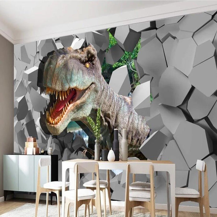 3D T-Rex dinosaur mural wallpaper – design detail