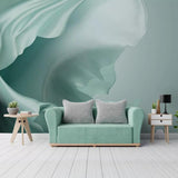 Abstract teal silk waves mural wallpaper – design detail