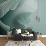 Abstract teal silk waves mural wallpaper