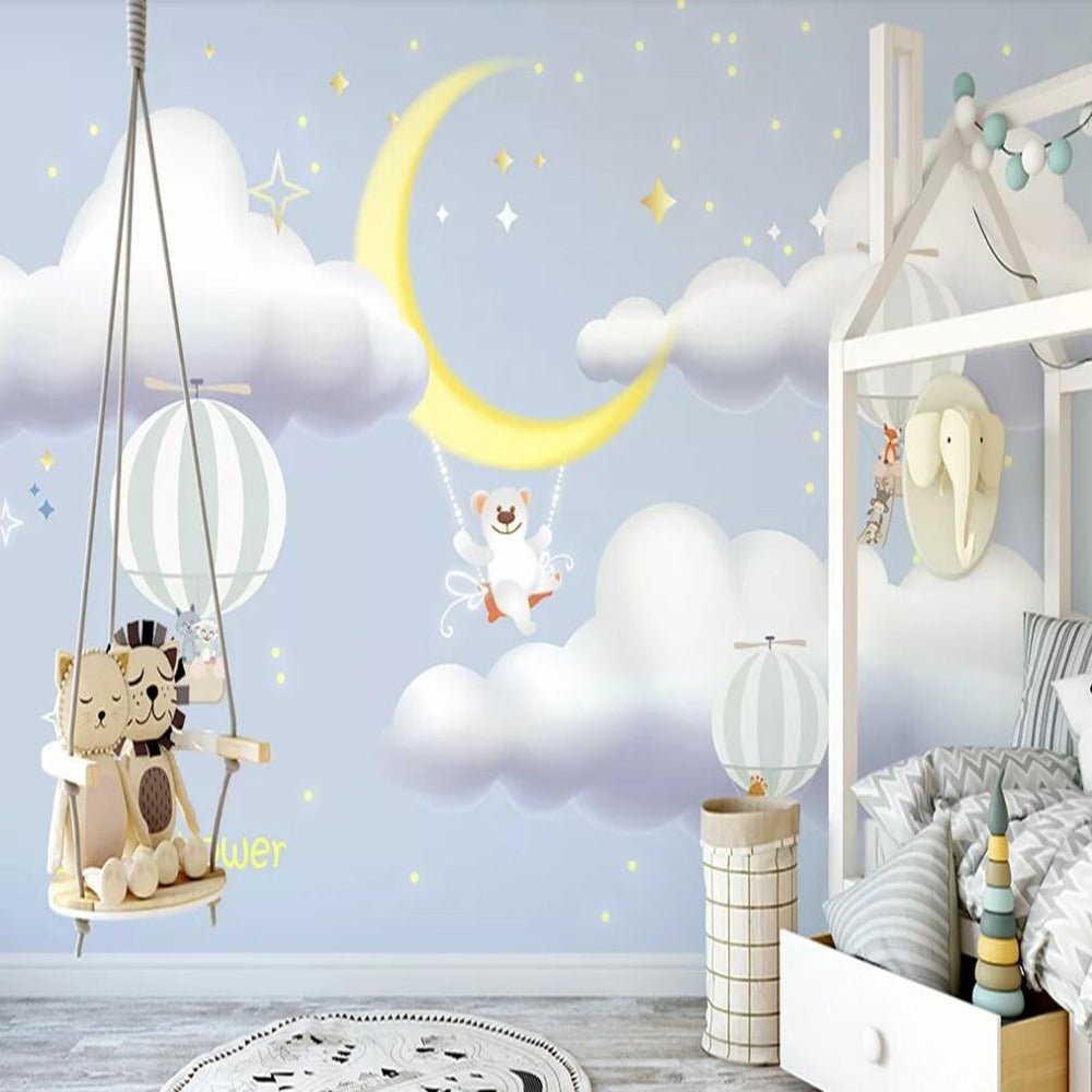 Baby bear in the night sky mural wallpaper – design detail