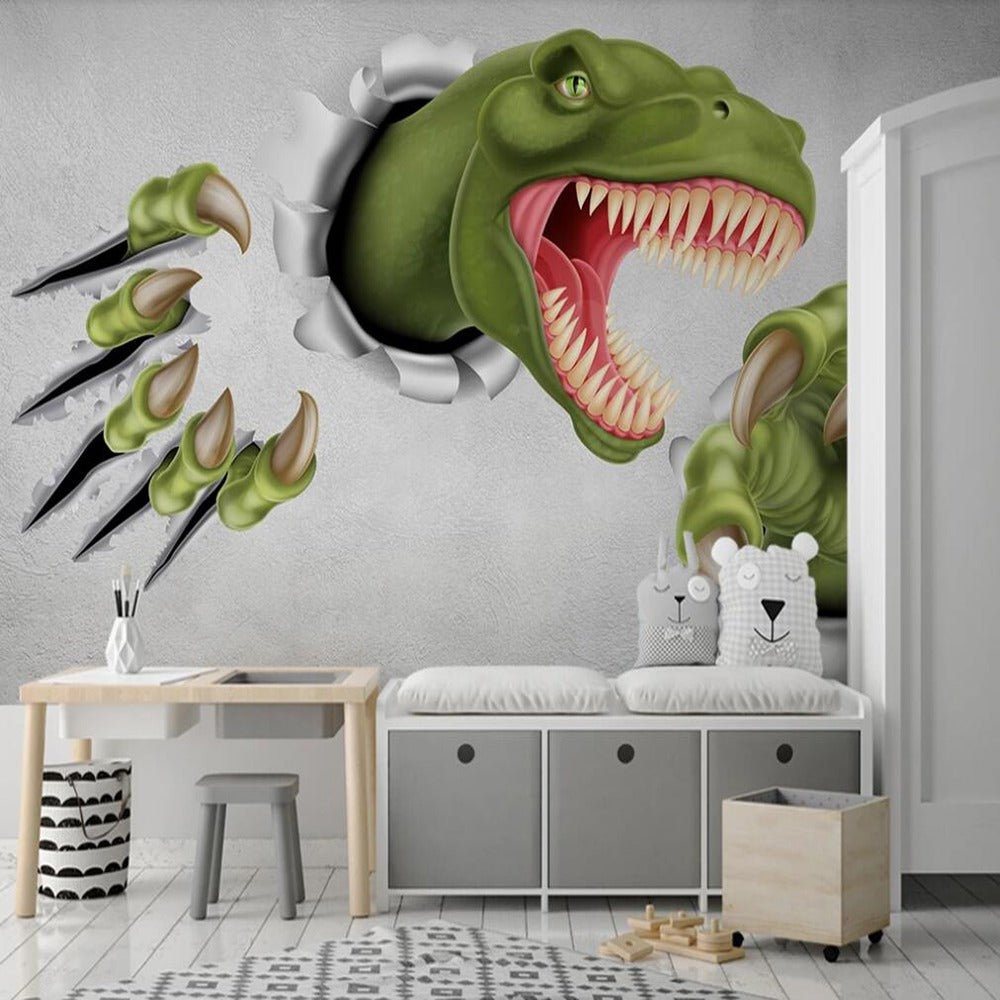 3D roaring dinosaur mural wallpaper – design detail