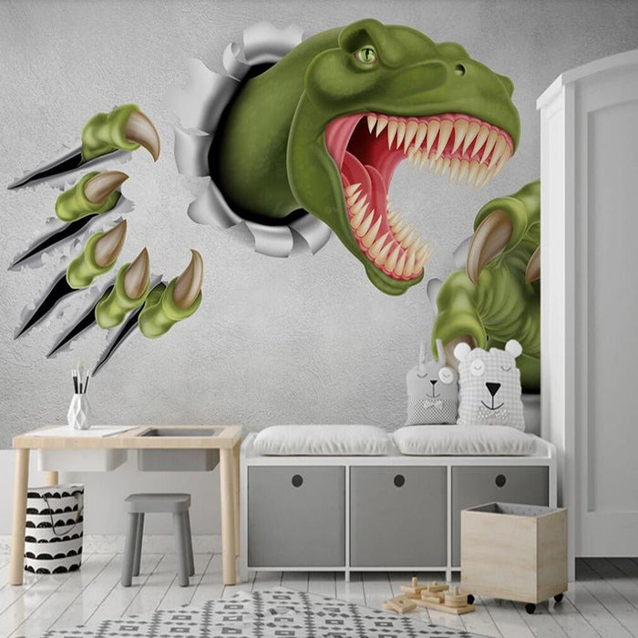 3D roaring dinosaur mural wallpaper – design detail