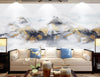 Abstract Blue, White & Gold Rippled Mountains Mural Wallpaper