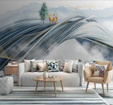 Abstract elk and waves bedroom mural wallpaper – design detail