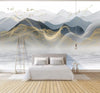 Abstract Blue & Gold Mountains Mural Wallpaper