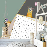 3D geometric mural wallpaper for a girls' room