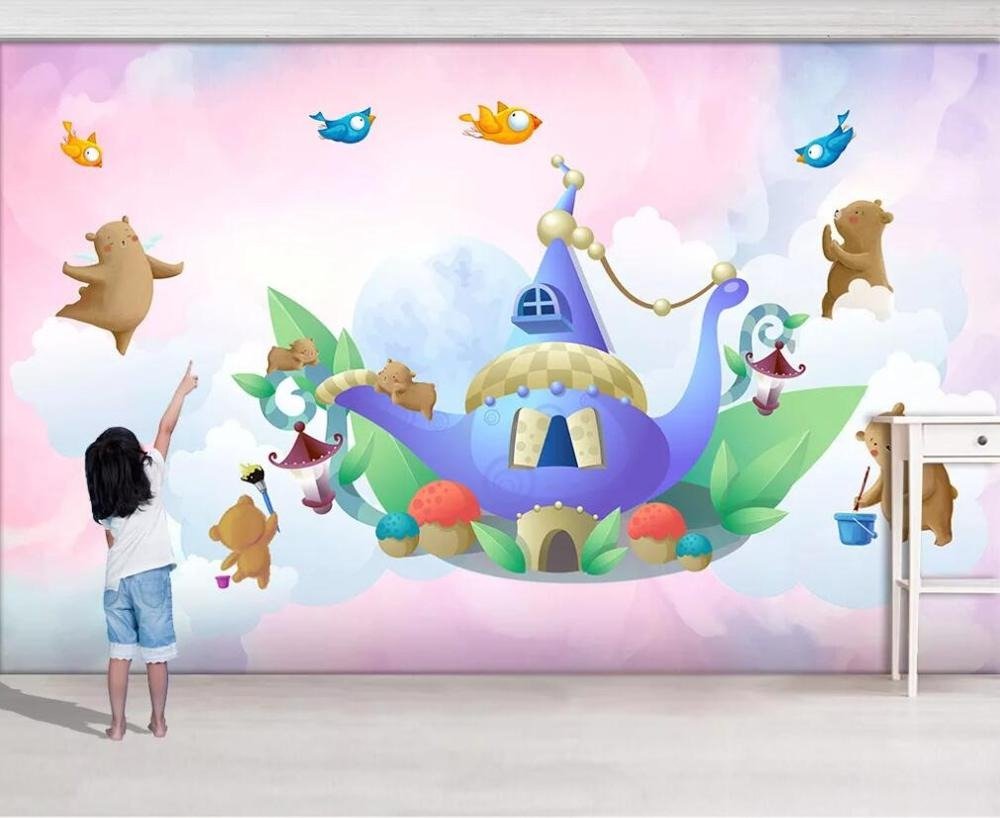 Bears and magic castle children's mural wallpaper – design detail