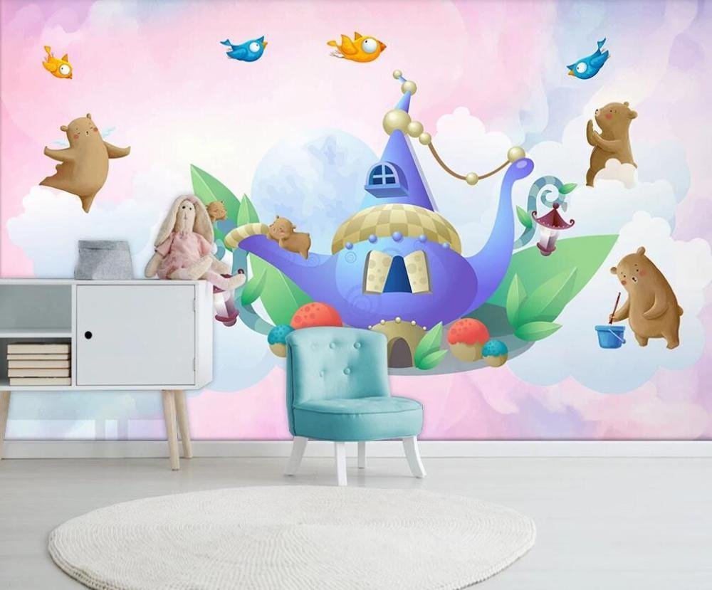 Bears and magic castle children's mural wallpaper – design detail