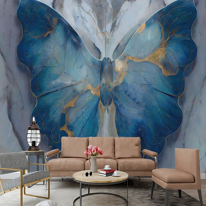Bold blue butterfly bedroom mural wallpaper – design detail