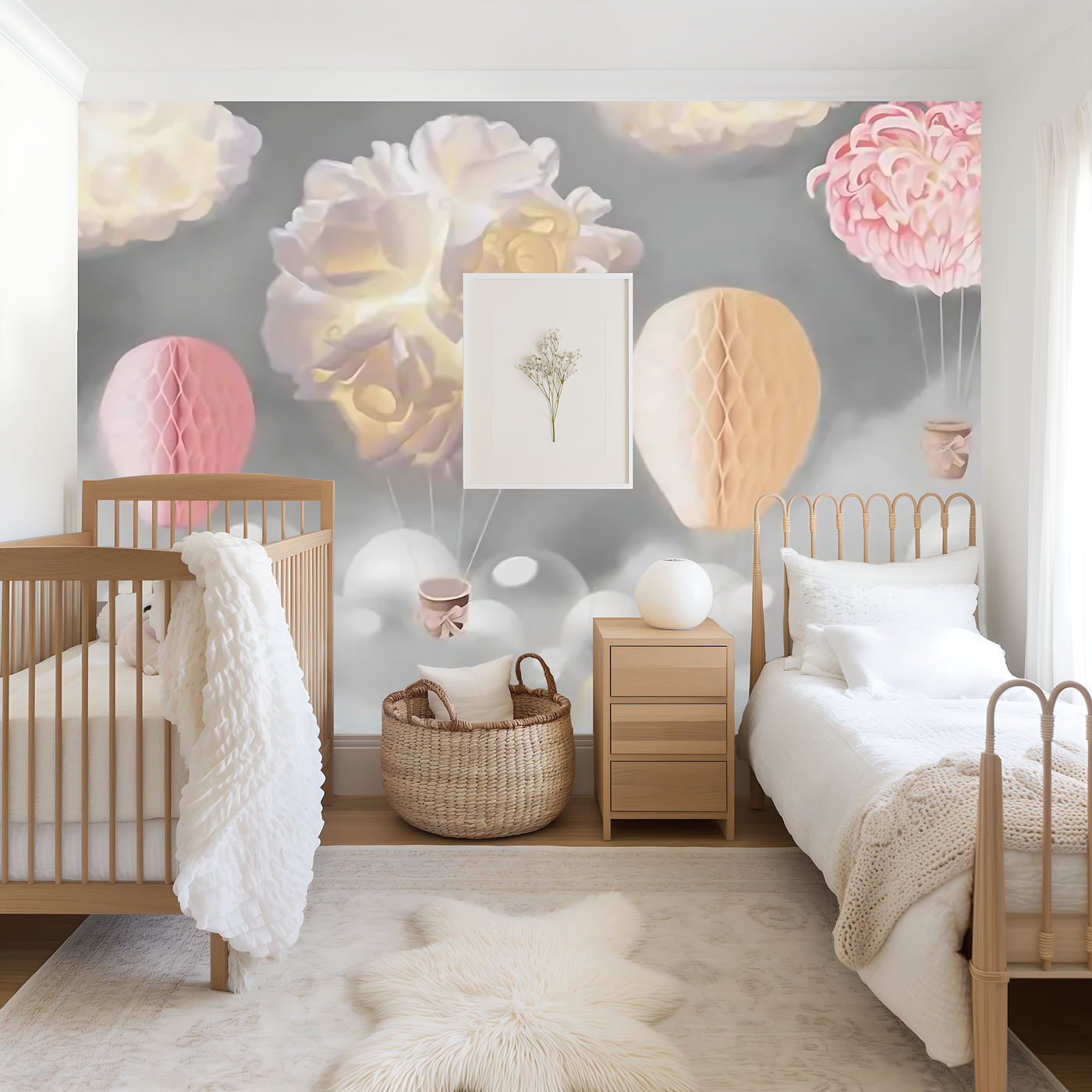 Hot air balloon children's bedroom mural wallpaper – design detail