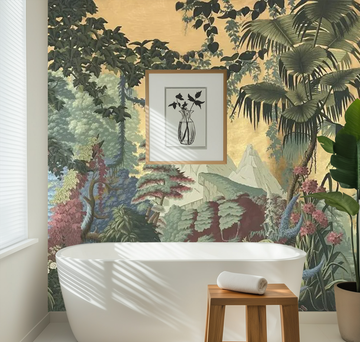 Yellow jungle paradise mural wallpaper